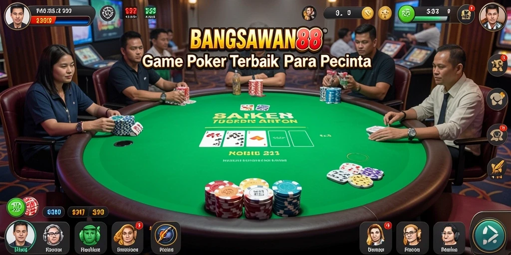 Tampilan gameplay Poker yang mendebarkan di BANGSAWAN88.