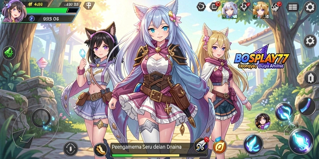 Tampilan gameplay <strong>BOSPLAY77</strong> yang menakjubkan dengan karakter anime favorit.