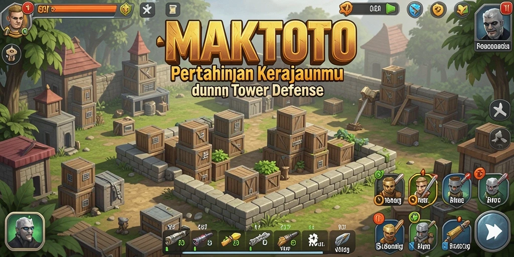 Tampilan gameplay MAKTOTO saat mempertahankan tower dari serangan musuh.