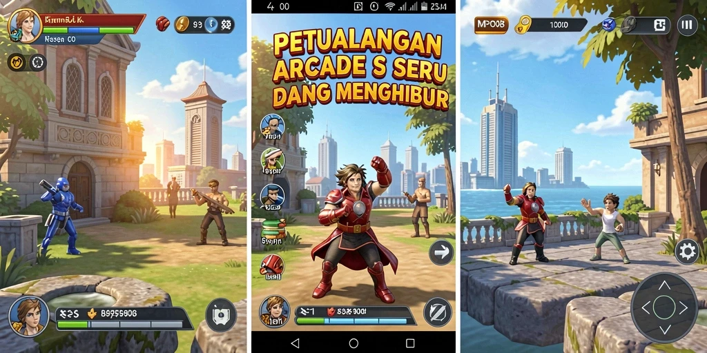 Tampilan gameplay MPO08 yang penuh aksi dan warna-warni.