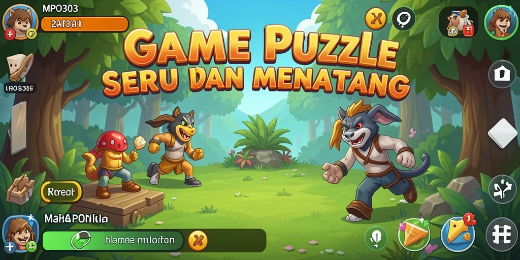 Screenshot MPO303 menampilkan gameplay Puzzle yang penuh tantangan dan warna-warni.