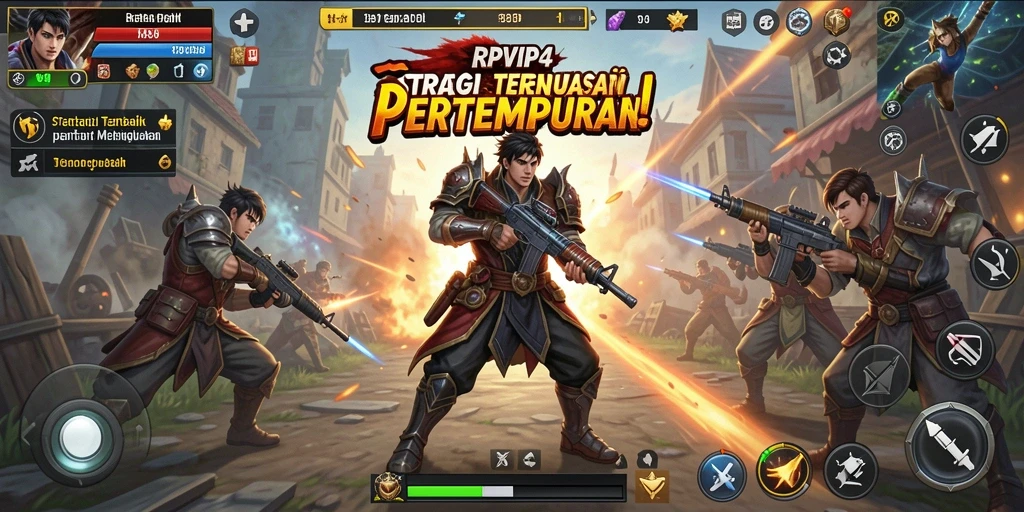Tampilan gameplay RPVIP4 yang menampilkan strategi dan pertempuran intens.
