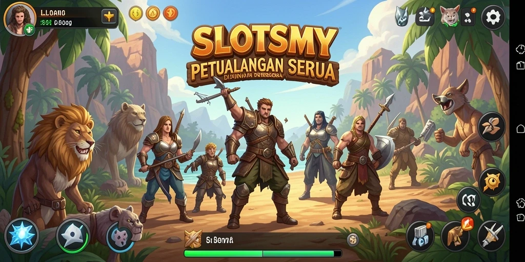 Screenshot gameplay SLOTSMY menampilkan petualangan tak terbatas di dunia terbuka.