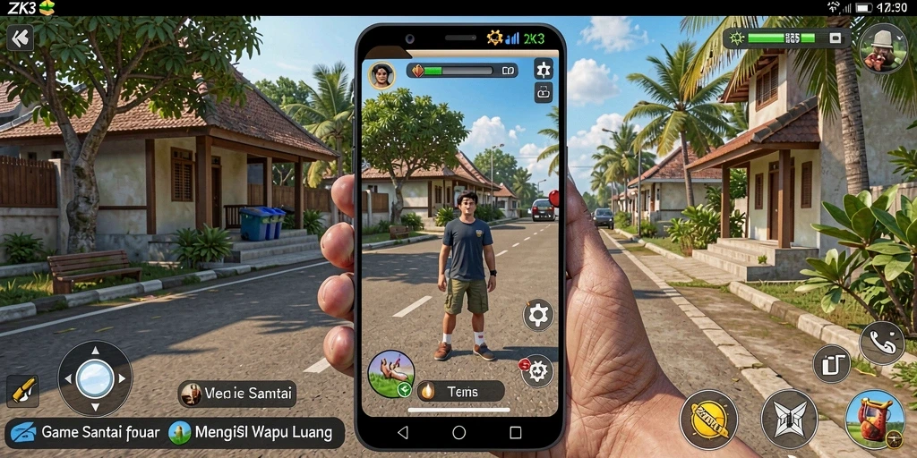 Screenshot utama ZK3 menampilkan gameplay menarik dengan grafis yang cerah.